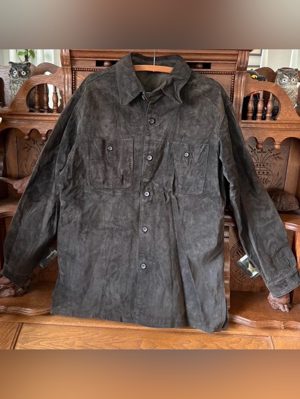 Genuine leather suede 90s tunic shaket